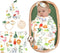 Animal Newborn Swaddle Blanket, Baby Receiving Blankets with Headband and Beanie Set