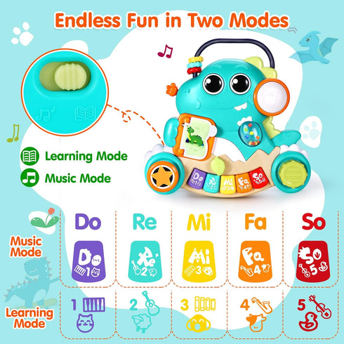 WITALENT Baby Toys 6-12 Months - Dinosaur Piano Music Light Up Toys for 1 Year Old Boys Girls, Interactive Keyboard