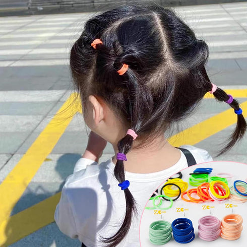 Baby Hair Ties for Thin Hair, Ponytail Holder for Newborn Girls, Multicolor Rubber Bands, 100pcs