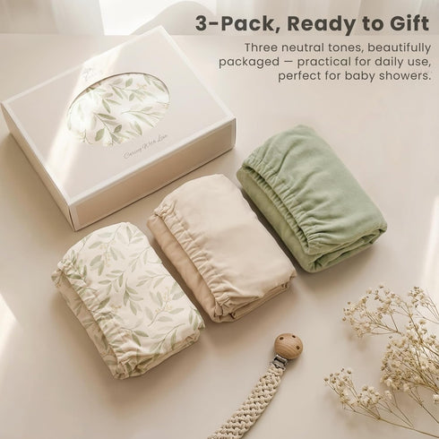 3 Pack Konssy Stretchy Bassinet Sheets for Baby Girl Boy, Soft Breathable Baby Bassinet Mattress Sheets Fit