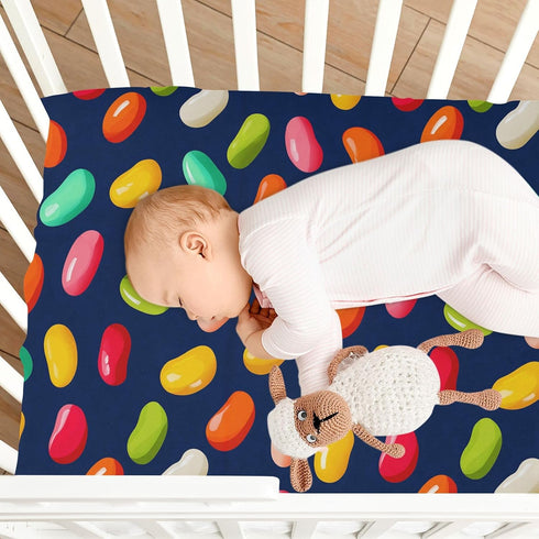 Pigsaly 27x39 Inch Crib Sheets Colorful Jelly Beans Baby Sheet for Standard Crib Mattress Boys Girls Toddler Bed Sheets