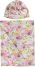 Baby Cotton Swaddle Blanket Wrap with Headband or Hat Set for Newborns and Infants 0-6 Months, Boys and Girls (Summer