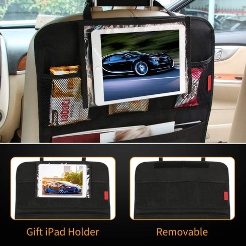 Kaiphy 10" 2Pack Car Backseat Organizer Premium Quality Car Kick Mats with Tablet Holder - Extra Large Pocket- Sturdy
