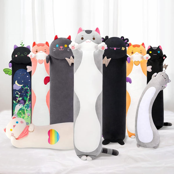 28” Long Cat Plush Body Pillow, Cute Soft Plushies, Kitten Throw Pillow Gift