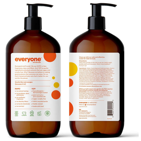 3-in-1 32 (Pack 1), Everyone Kids Soap, Body Wash, Bubble Bath, Shampoo, Ounce of Orange Squeeze, made with Essential