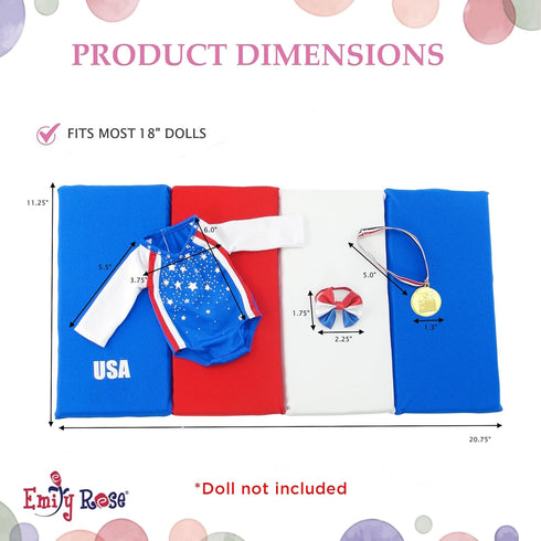 Emily Rose 18 Inch Doll Clothes Gymnastics Outfit & Accessories - Compatible with American Girl Dolls
