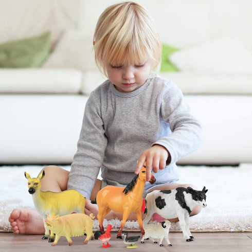 Click N' Play Jumbo Farm Animal Playset, Assorted 7-Piece Realistically Designed Plastic Figurines