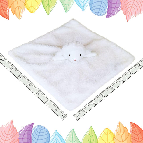 Baby White Lamb Soft Stuffed Animal Security Blanket, Plush Sheep Character Lovey Blanket, Baby Shower/Nursery Gift, Cuddly Newborn, Infant, Toddler Snuggle Blankie for Boys Girls, 14" by Doindute