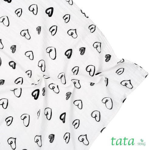100% 47x47 TATA AMG Organic Muslin Cotton Baby Swaddle Blanket Soft & Breathable Receiving Blanket for Newborns, Girls