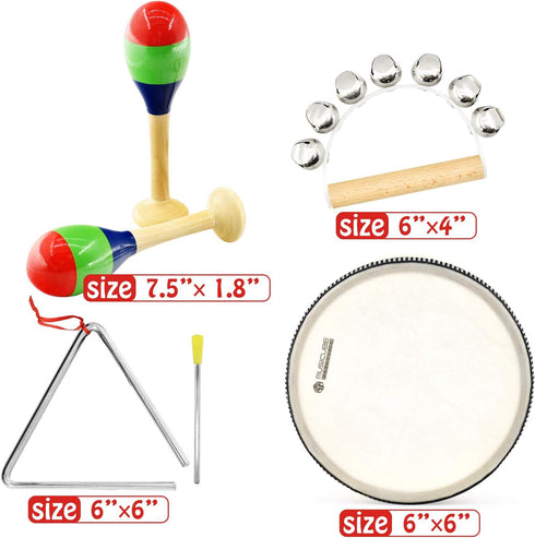MUSICUBE 7 Pcs Musical Instrument Toys Set, Wooden Percussion Instruments for Toddler Birthday Gift