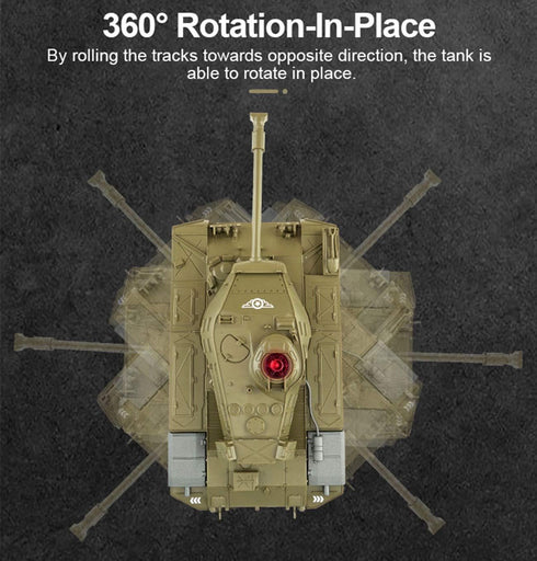 RC Tank Military Truck Vehicles, 2.4Ghz Radio Controlled Battle Tank Toy with 270° Rotational Sounds for Kids