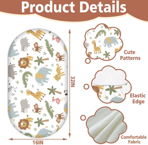 cidobi 1 32x16 Inch Pcs Baby Bassinet Sheet, Animal Theme Baby Bed Sheet, Soft and Comfortable Bed Sheets, Crib Sheets