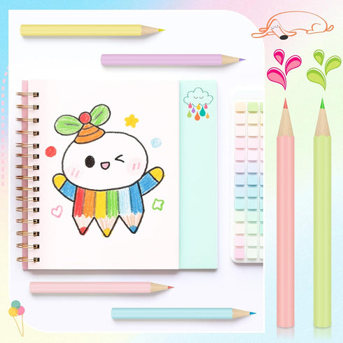 24 Packs 3.5'' 6 Pack Ctosree Mini Pastel Colored Pencils Bulk Coloring Drawing Pencil in Boxes End of Year Gift