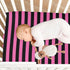 Pigsaly 27x39 Inch Crib Sheets Hot Pink Black Stripe Baby Sheet for Standard Crib Mattress Boys Girls Toddler Bed