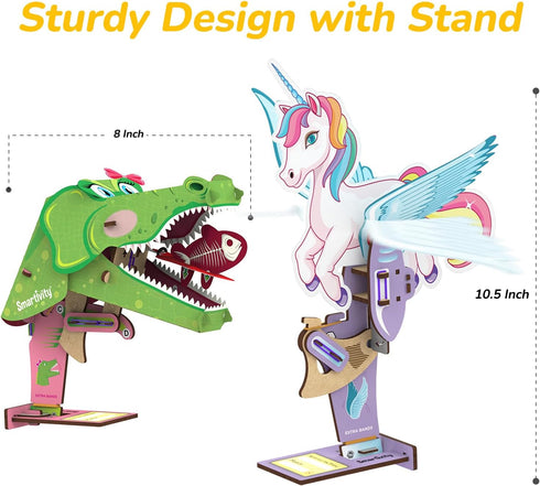 6,7,8,9,10,11,12 Smartivity Mech Miracles - Magical Unicorn & Cute Crocodile for Girls Ages Years I DIY Craft Kit |