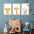 YWJKWLGS Set 3, 11x16 Inch Safari Nursery Wall Art of Natural Wood Framed Watercolor Animal Print, Giraffe Lion
