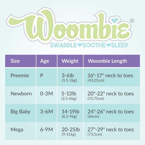 Woombie 5-13 lbs The Original Baby Swaddle Blanket, Cool Blue Mustache
