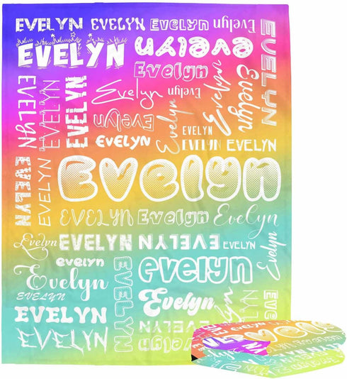 AOFUN 40x30inch, 5 Personalized Baby Blankets with Names, Custom Baby Girls Blanket Initial Swaddle Blanket