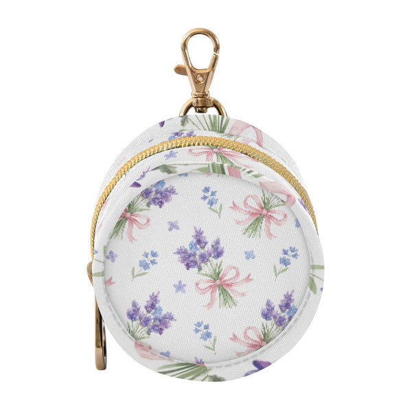 PYBUG Lavender Round Pacifier Storage Case, Polyester & TPU Lined with Hook Buckle,