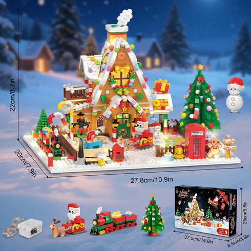 2025 Set 24 Countdown 10+ INSOON Advent Calendar Gingerbread House Mini Building with Lights, Days Christmas Building