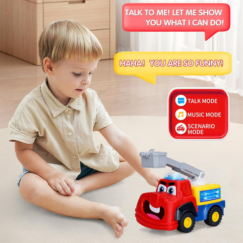 18+ Months/1-3 FS Interactive Talking Fire Truck Toy - Bump & Go Toddler Toy for Years, Realistic Sirens/Lights