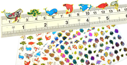 Fish007 - 6 Sheets of Fish Scrapbook Stickers, Small Reflective Fish Stickers for Kids - 4 X 5.25"/sheet (Clownfish,