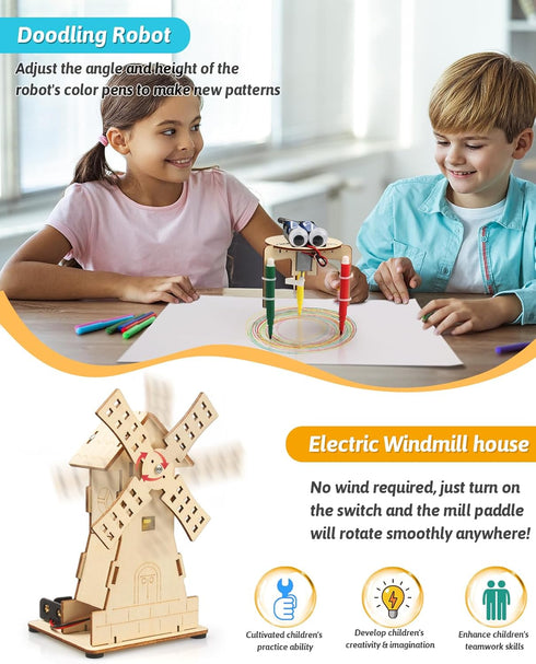 Poraxy STEM Kits for Kids Age 8-12, 6 in 1 Science Kits, Wooden 3D Puzzles, Building Projects Crafts Model Kits