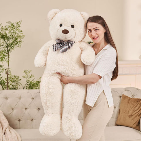 Misscindy Giant Teddy Bear Plush Stuffed Animals, 47 inch for Girlfriend or Kids, White
