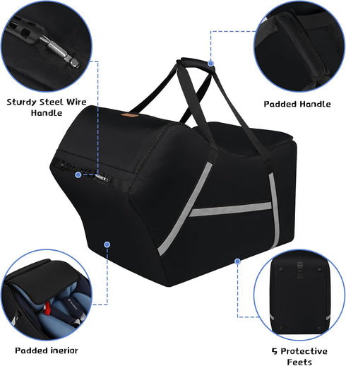SINVICKO 30 Infant Car Seat Travel Bag for Airplane Compatible with All Nuna Pipa Car Seat and Base,Chicco KeyFit