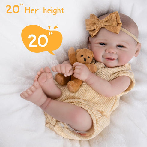 20-inch 3+, Aori Lifelike Reborn Baby Dolls - Realistic Newborn Girl with Soft Body, Premium Weighted Baby Doll That