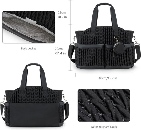 Mommy Lmbabter Diaper Tote Quilted Bag Function Maternity Baby Bag Diaper Changing Messenger with Shoulder Strap Wet