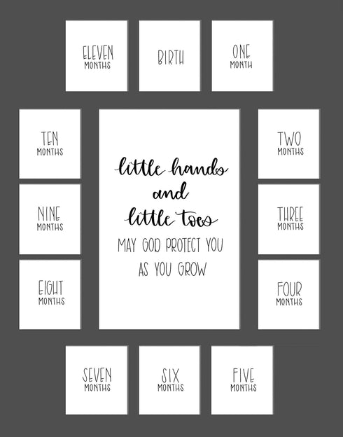 Rustic Red Door Co. Baby's First Year Picture Mat - 13 Picture Slots for Newborn to One Year Birthday (Grey Mat)