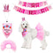 ADOGGYGO Dog Birthday Hat Bandana Set - Pink Tutu Hat Scarf for Medium Large Dogs