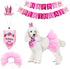 ADOGGYGO Dog Birthday Hat Bandana Set - Pink Tutu Hat Scarf for Medium Large Dogs