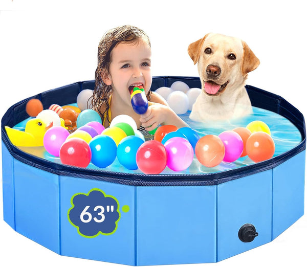 PUPTILY Dog Pool, Foldable Pet Swimming Pool with 6mm High-Strength PP Board, Hard