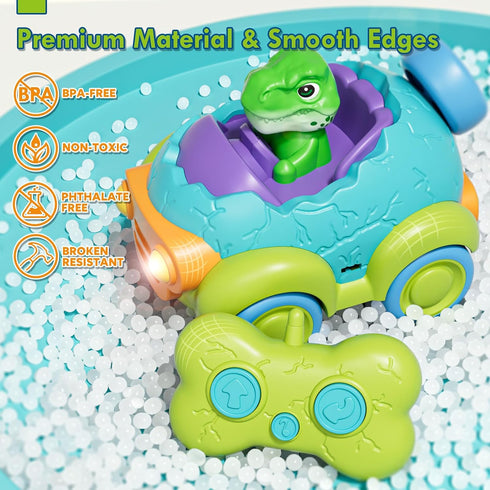 Lehoo Castle Dinosaur Remote Control Car for Toddlers, Rechargeable RC Cars with Lights & Music, Ages 2-4, 2-3 Year Old