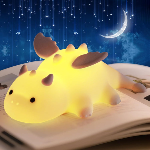 AVEKI Cream Dragon Night Light, Cute Baby Dragon Lamp Gifts for Kids,