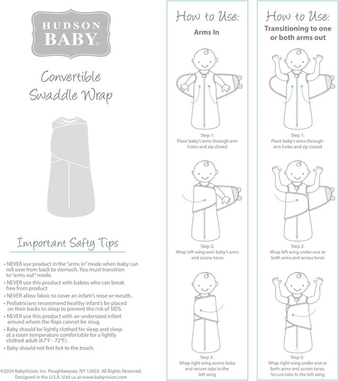 Hudson Baby Convertible Sleep Sack Swaddle for Infants