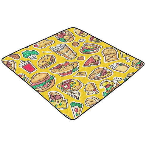 YETTASBIN 50 50 Inch Tummy Fast Food Baby Play Mat for Floor x - Portable Soft Quilted Crawling Mat Waterproof Foldable