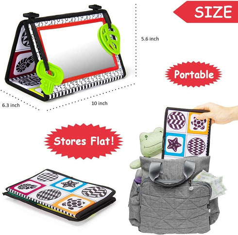 teytoy Tummy Time Baby Mirror Toys, Double Black and White High Contrast Toys for Infants 0-6 Months
