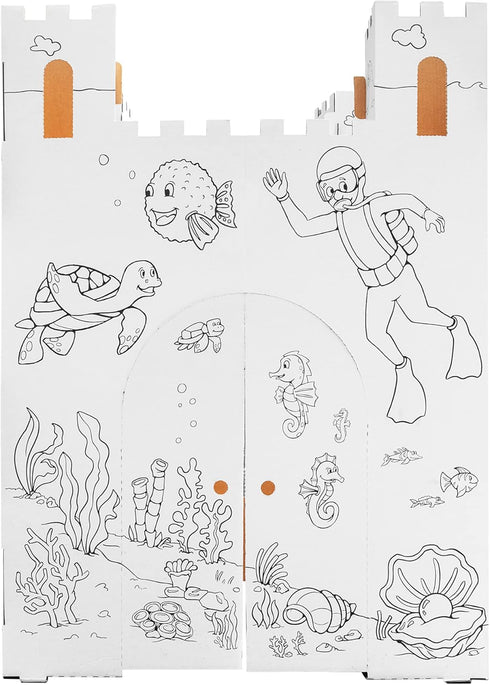 Easy Playhouse Sand Castle, Kids Art & Craft for Indoor & Outdoor Fun, Decorate & Personalize Cardboard
