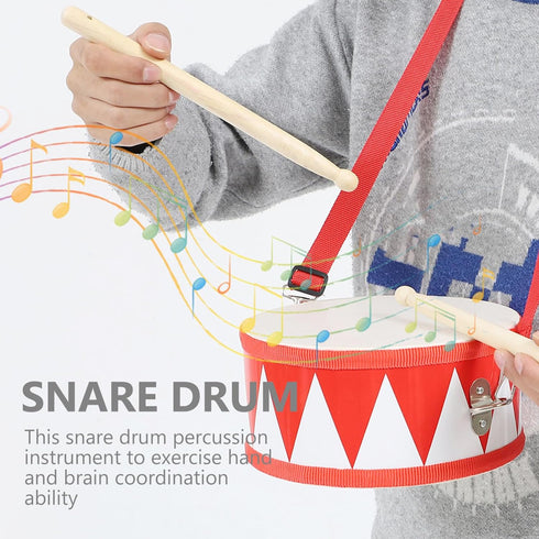 Kids 8 Inch Wooden Drum Set with 2 Drumsticks, Musical Instrument for Toddlers Boys Girls