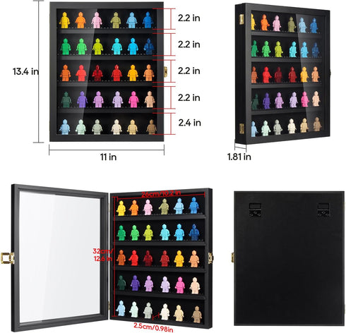11 13.4 inches TJ.MOREE Minifigure Display Case for Collectibles, Mini Figure Display Case Wall Mount, x Black