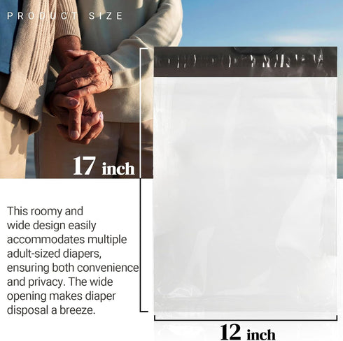 Calvana 100 (12 17 Pcs Extra Thick Adult Diaper Disposable Bags Odor Tight Sealing Disposal Bags Tear Resistance Adult