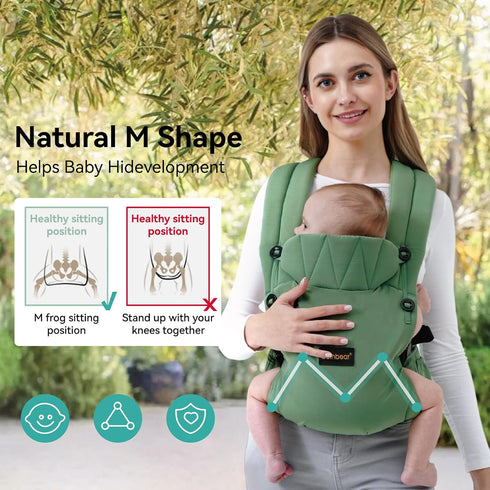BethBear 7-45 lbs Baby Carrier Newborn to Toddler with Natural Material, Ergonomic Design,Versatile