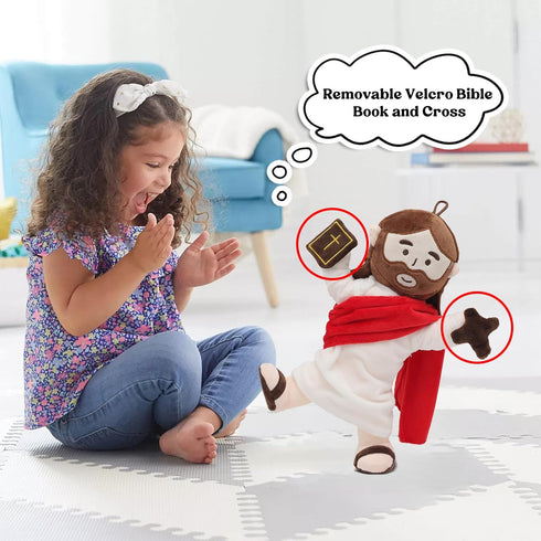13.4" Yelakey Jesus Plush Doll with Jointed Skeleton Jesus Plushie Poseable Jesus with Removable Accessories Easter