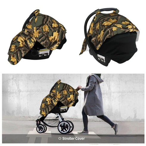 Camouflage Leave Baby Car Seat Canopy and Nursing Cover for Breastfeeding Multi-Use Cover Lightweight Infant Stretchy