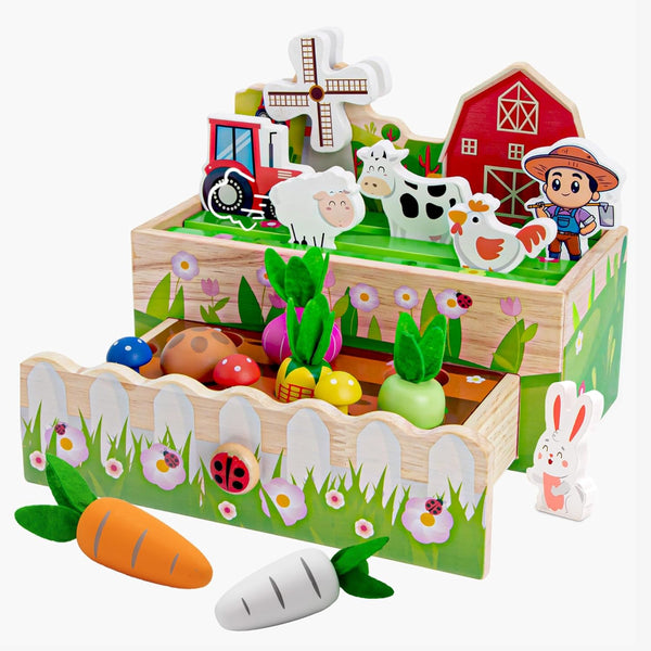 Montessori Toys for 1-3 Year Old | Wooden Animal Farm Toddler Toys