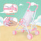 deAO Baby Doll Stroller Set with 13" Doll, 18 PCS Accessories, Foldable Stroller, Kids Play Toys