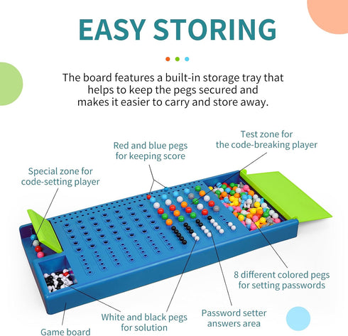 Mastermind Game, Code Breaking Family Board Game, STEM Logic Development Toys for Ages 8 and Up